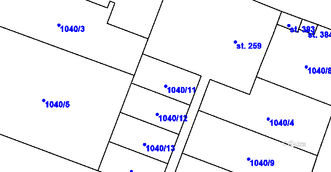 Parcela st. 1040/11 v KÚ Dolní Bohdíkov, Katastrální mapa