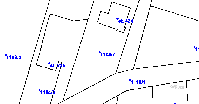 Parcela st. 1104/7 v KÚ Dolní Bohdíkov, Katastrální mapa