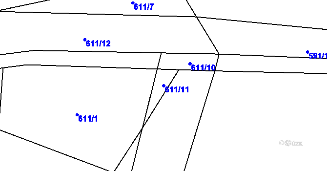 Parcela st. 611/11 v KÚ Dolní Bohdíkov, Katastrální mapa