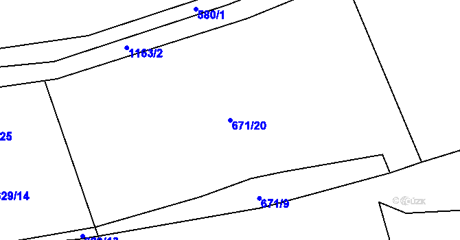 Parcela st. 671/20 v KÚ Dolní Bohdíkov, Katastrální mapa