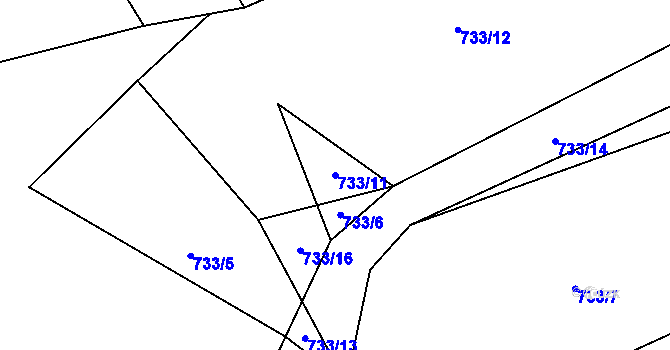 Parcela st. 733/11 v KÚ Dolní Bohdíkov, Katastrální mapa