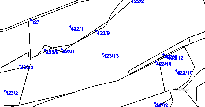 Parcela st. 423/13 v KÚ Dolní Bohdíkov, Katastrální mapa