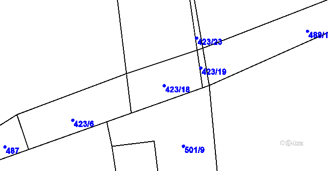 Parcela st. 423/18 v KÚ Dolní Bohdíkov, Katastrální mapa