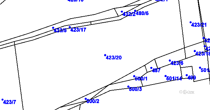 Parcela st. 423/20 v KÚ Dolní Bohdíkov, Katastrální mapa