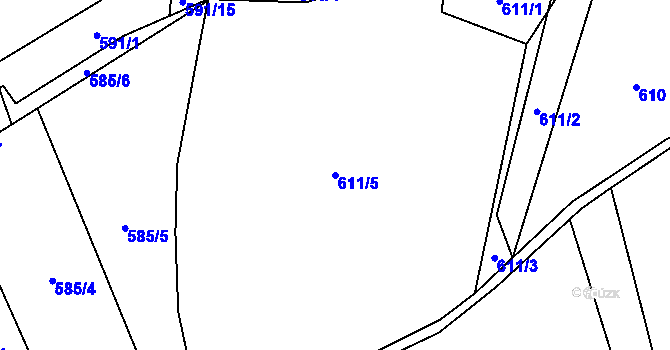 Parcela st. 611/5 v KÚ Dolní Bohdíkov, Katastrální mapa