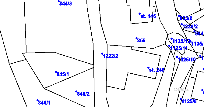 Parcela st. 1222/2 v KÚ Dolní Bohdíkov, Katastrální mapa