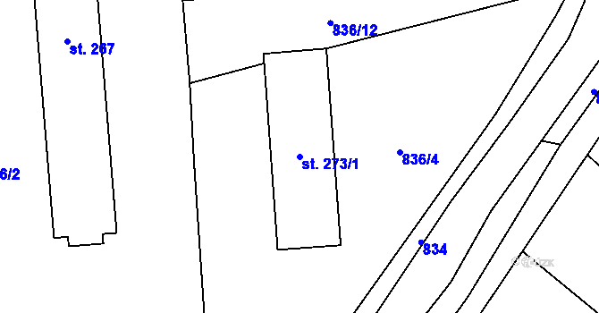 Parcela st. 273/1 v KÚ Dolní Bohdíkov, Katastrální mapa