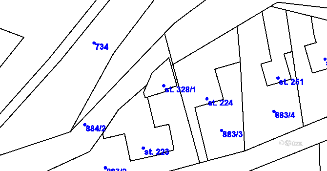 Parcela st. 328/1 v KÚ Dolní Bohdíkov, Katastrální mapa