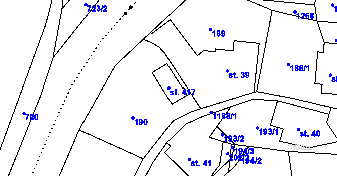 Parcela st. 417 v KÚ Dolní Bohdíkov, Katastrální mapa