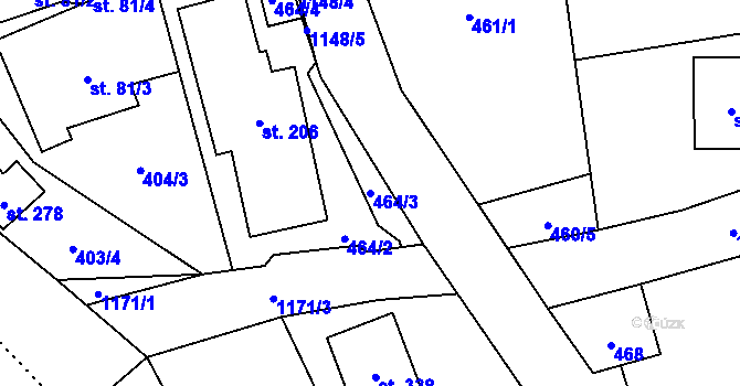 Parcela st. 464/3 v KÚ Dolní Bohdíkov, Katastrální mapa