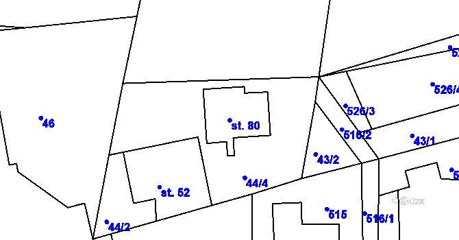 Parcela st. 80 v KÚ Raškov Dvůr, Katastrální mapa