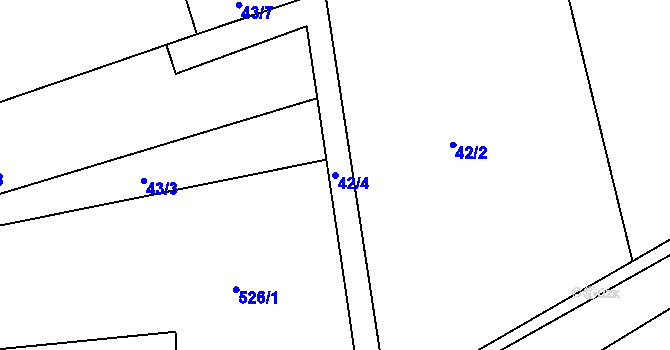 Parcela st. 42/4 v KÚ Raškov Dvůr, Katastrální mapa