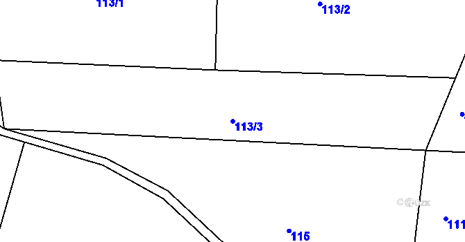Parcela st. 113/3 v KÚ Raškov Dvůr, Katastrální mapa