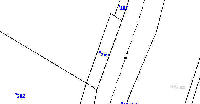 Parcela st. 266 v KÚ Raškov Dvůr, Katastrální mapa