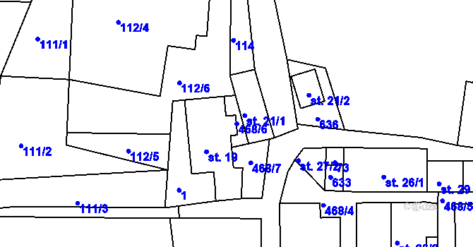 Parcela st. 468/6 v KÚ Raškov Dvůr, Katastrální mapa