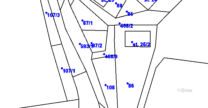 Parcela st. 468/9 v KÚ Raškov Dvůr, Katastrální mapa