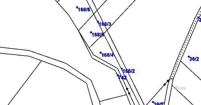 Parcela st. 168/4 v KÚ Raškov Dvůr, Katastrální mapa