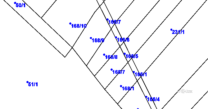 Parcela st. 168/8 v KÚ Raškov Dvůr, Katastrální mapa