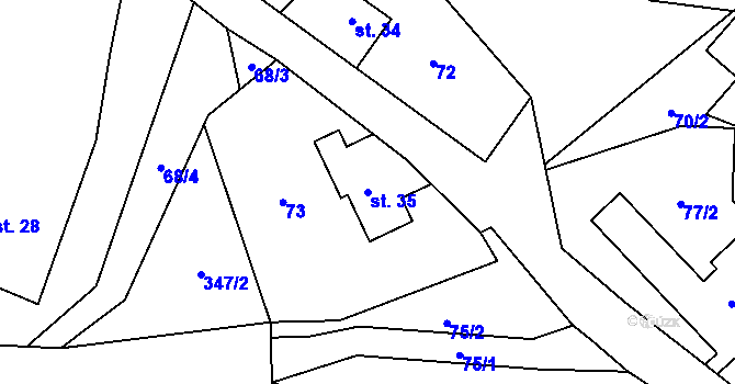 Parcela st. 35 v KÚ Komňátka, Katastrální mapa