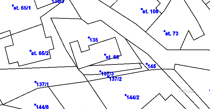 Parcela st. 68 v KÚ Komňátka, Katastrální mapa