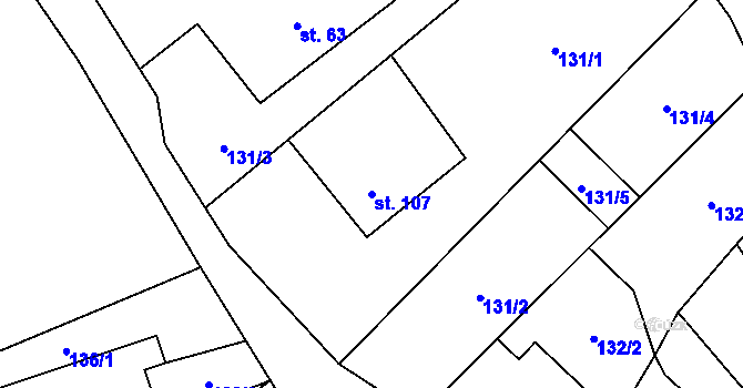 Parcela st. 107 v KÚ Komňátka, Katastrální mapa