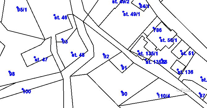 Parcela st. 92 v KÚ Komňátka, Katastrální mapa