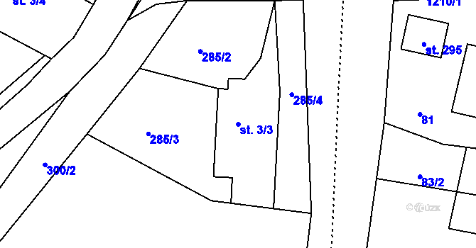 Parcela st. 3/3 v KÚ Raškov Ves, Katastrální mapa