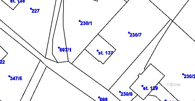 Parcela st. 137 v KÚ Raškov Ves, Katastrální mapa