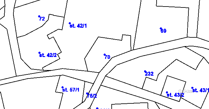 Parcela st. 70 v KÚ Raškov Ves, Katastrální mapa