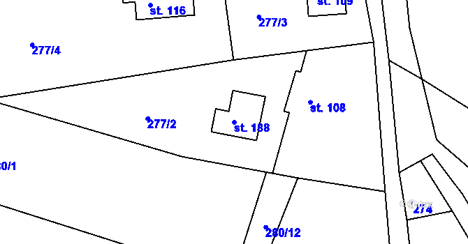 Parcela st. 188 v KÚ Raškov Ves, Katastrální mapa