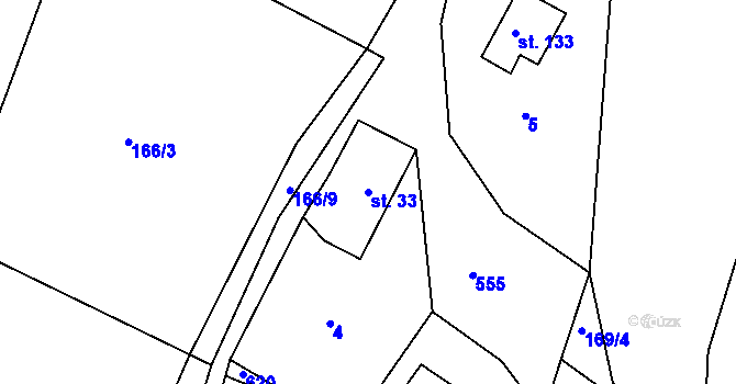 Parcela st. 33 v KÚ Bohostice, Katastrální mapa