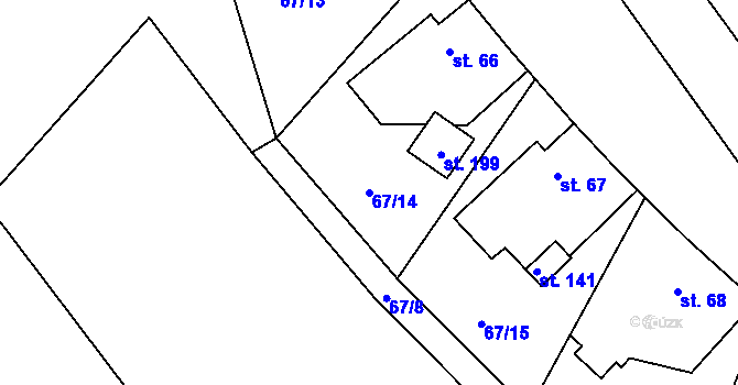 Parcela st. 67/14 v KÚ Bohostice, Katastrální mapa