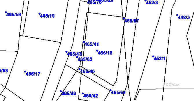 Parcela st. 465/18 v KÚ Bohostice, Katastrální mapa