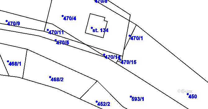Parcela st. 470/14 v KÚ Bohostice, Katastrální mapa