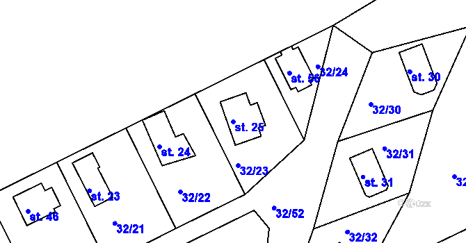 Parcela st. 25 v KÚ Zbenické Zlákovice, Katastrální mapa