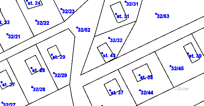 Parcela st. 43 v KÚ Zbenické Zlákovice, Katastrální mapa