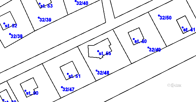 Parcela st. 55 v KÚ Zbenické Zlákovice, Katastrální mapa