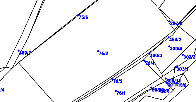 Parcela st. 75/2 v KÚ Bohouňovice I, Katastrální mapa