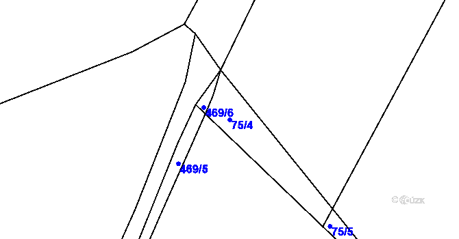 Parcela st. 75/4 v KÚ Bohouňovice I, Katastrální mapa