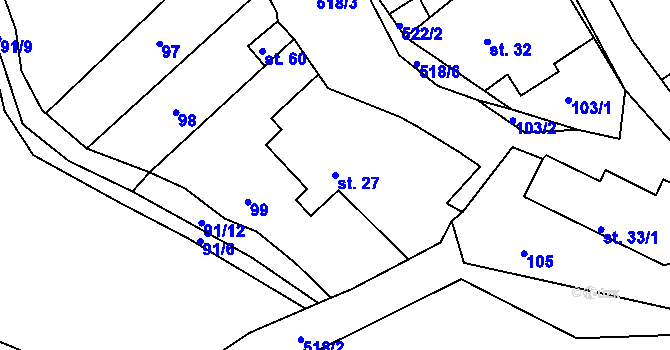 Parcela st. 27 v KÚ Opatovice, Katastrální mapa