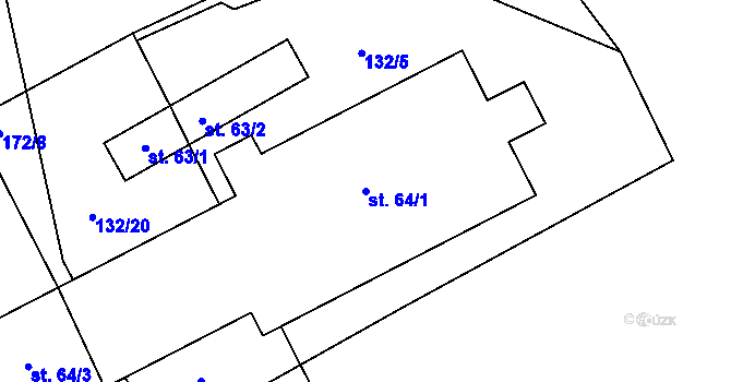 Parcela st. 64/1 v KÚ Opatovice, Katastrální mapa