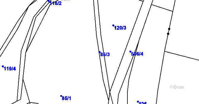 Parcela st. 85/3 v KÚ Opatovice, Katastrální mapa