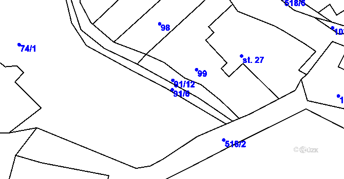 Parcela st. 91/6 v KÚ Opatovice, Katastrální mapa