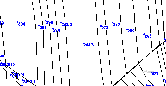 Parcela st. 243/3 v KÚ Opatovice, Katastrální mapa