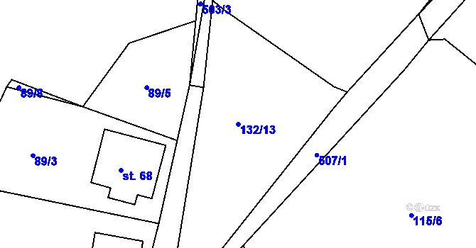 Parcela st. 132/13 v KÚ Opatovice, Katastrální mapa