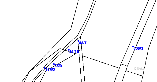 Parcela st. 85/7 v KÚ Opatovice, Katastrální mapa