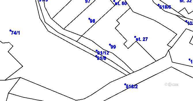 Parcela st. 91/12 v KÚ Opatovice, Katastrální mapa
