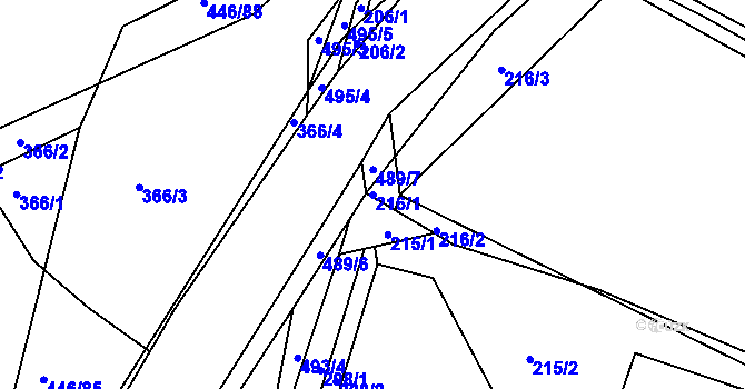 Parcela st. 216/1 v KÚ Opatovice, Katastrální mapa