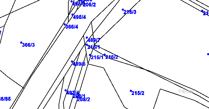 Parcela st. 216/2 v KÚ Opatovice, Katastrální mapa