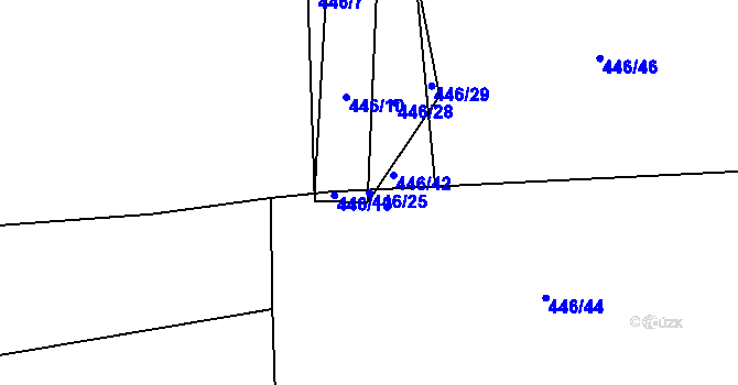 Parcela st. 446/25 v KÚ Opatovice, Katastrální mapa